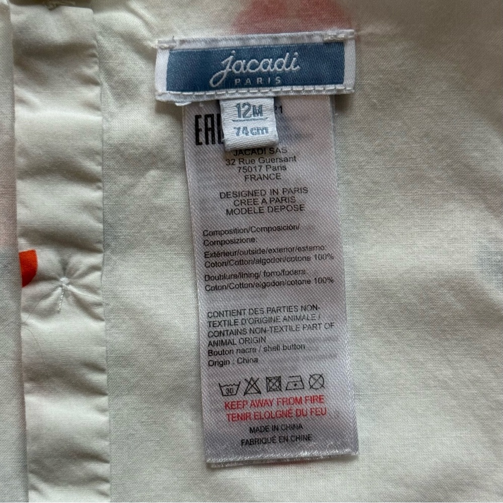 Jacadi Baby Unisex Sailboat Romper - Size 12M - Picture 12 of 16